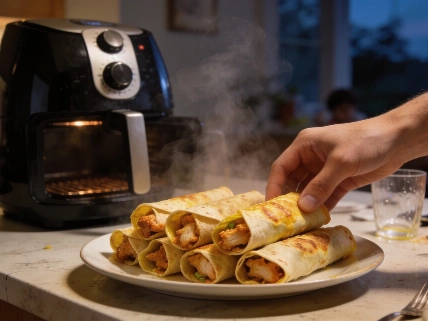 Air fryer chicken taquitos: high protein, high fiber, no fuss